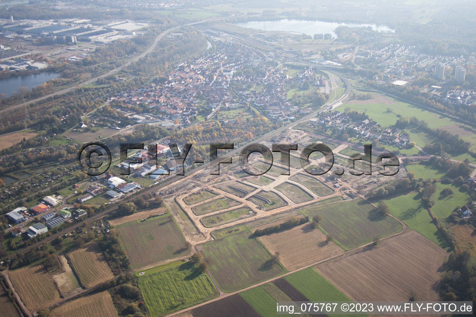 Luftbild von Wörth am Rhein, Neubaugebiet Niederwiesen im Bundesland Rheinland-Pfalz, Deutschland