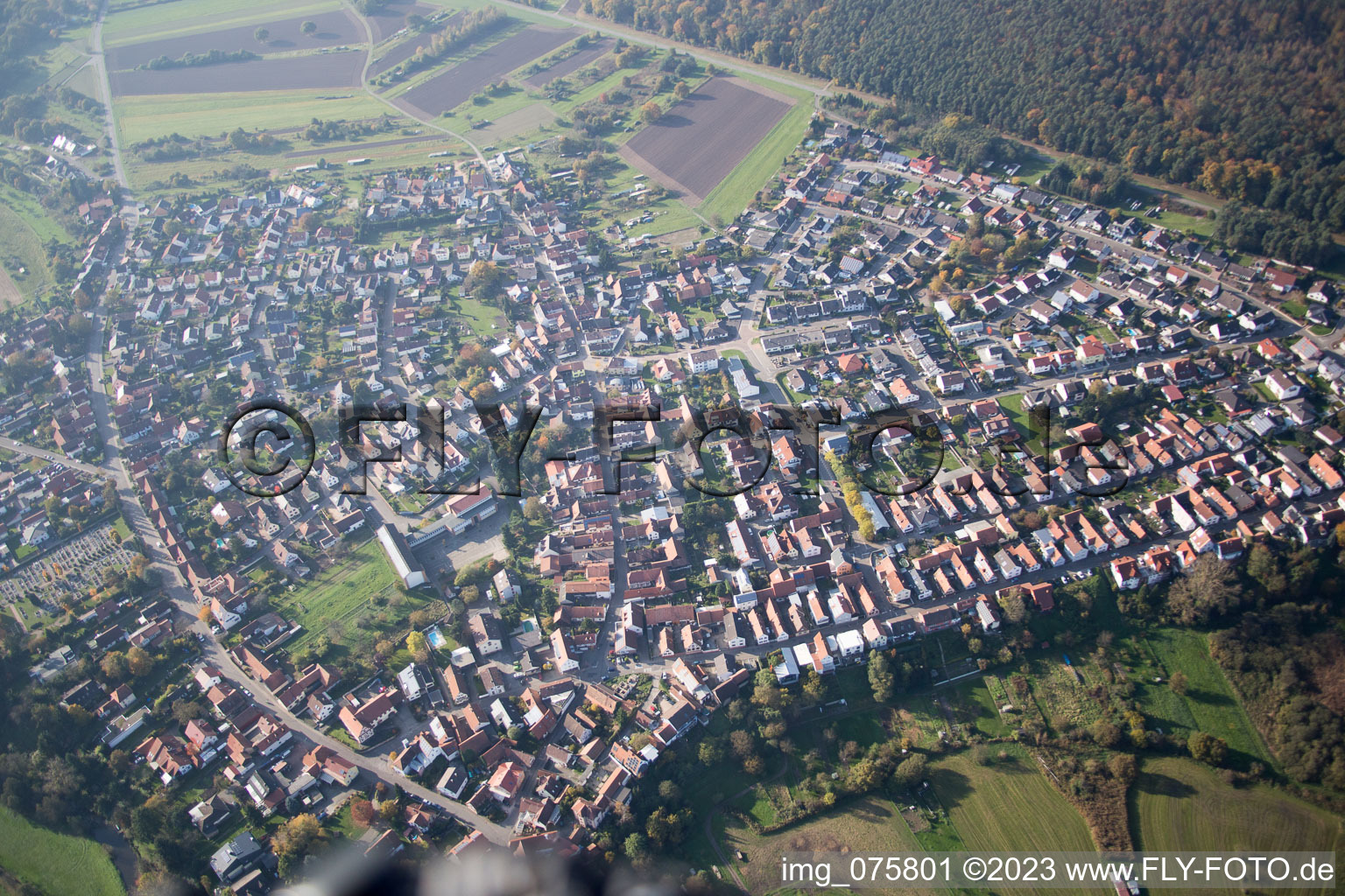 Schrägluftbild von Berg im Bundesland Rheinland-Pfalz, Deutschland