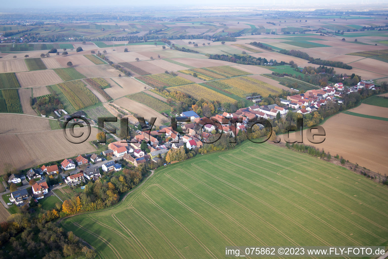 Vollmersweiler im Bundesland Rheinland-Pfalz, Deutschland vom Flugzeug aus