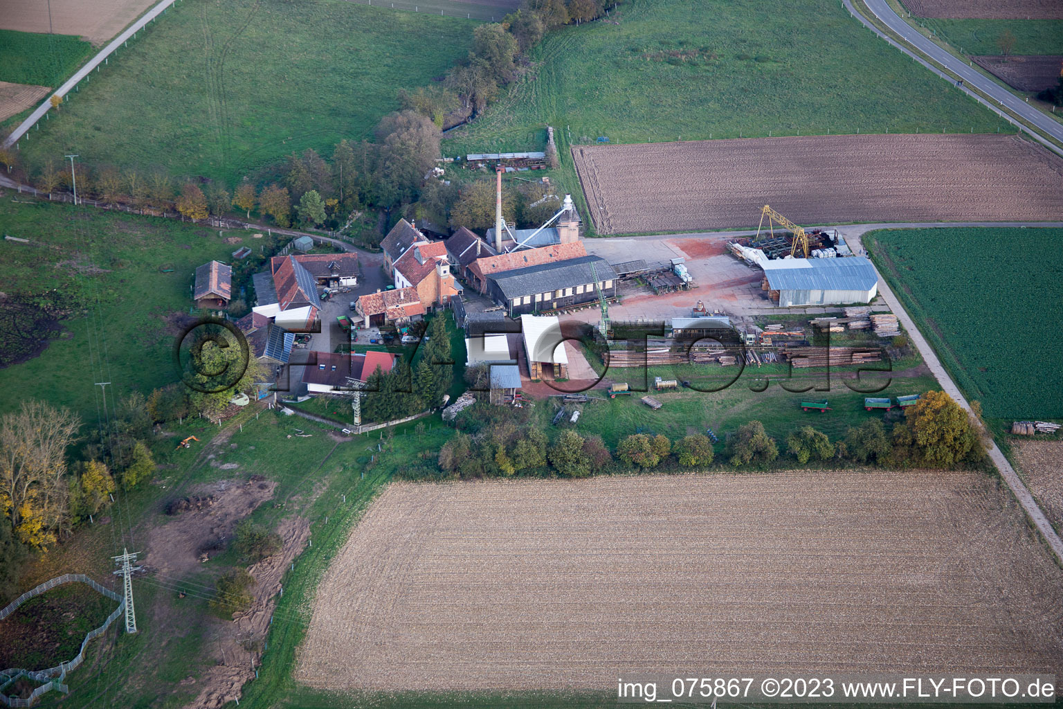 Luftbild von Schaidt, Schaidter Mühle in Wörth am Rhein im Bundesland Rheinland-Pfalz, Deutschland