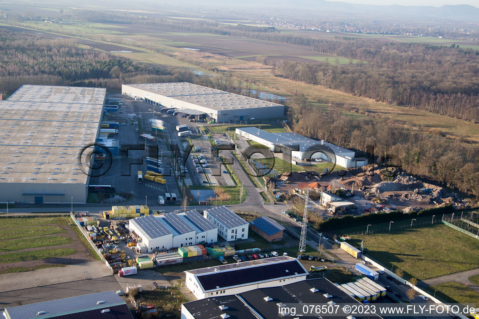 Luftbild von Minderslachen, Gewerbegebiet Horst, Alfa Aesar GmbH in Kandel im Bundesland Rheinland-Pfalz, Deutschland