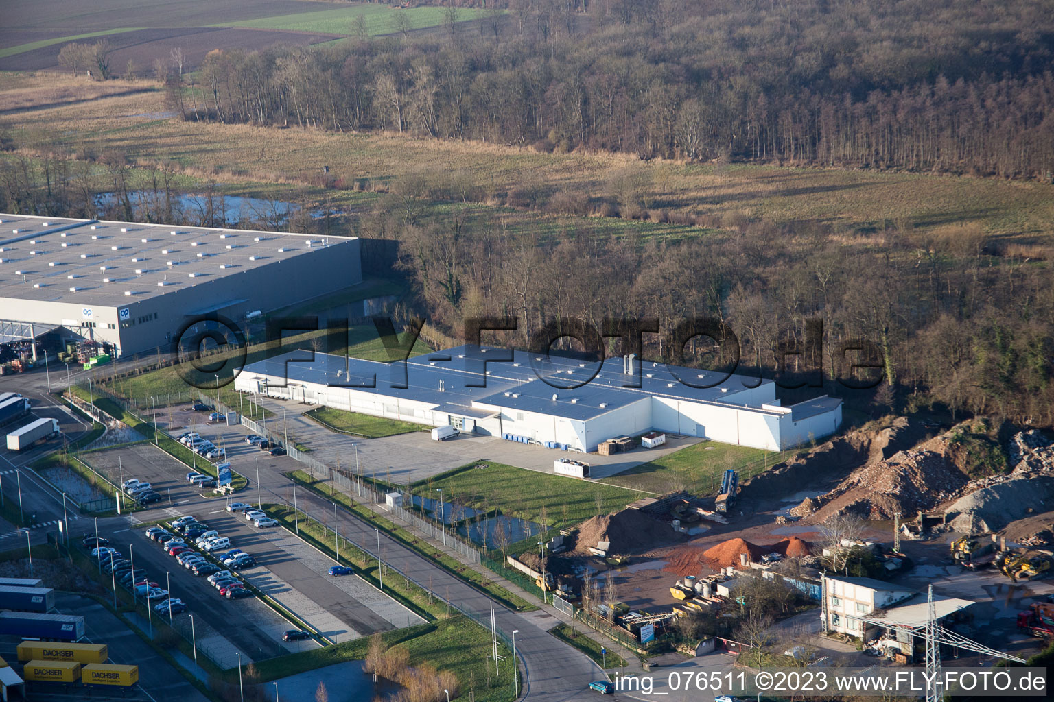 Minderslachen, Gewerbegebiet Horst, Alfa Aesar GmbH in Kandel im Bundesland Rheinland-Pfalz, Deutschland aus der Luft