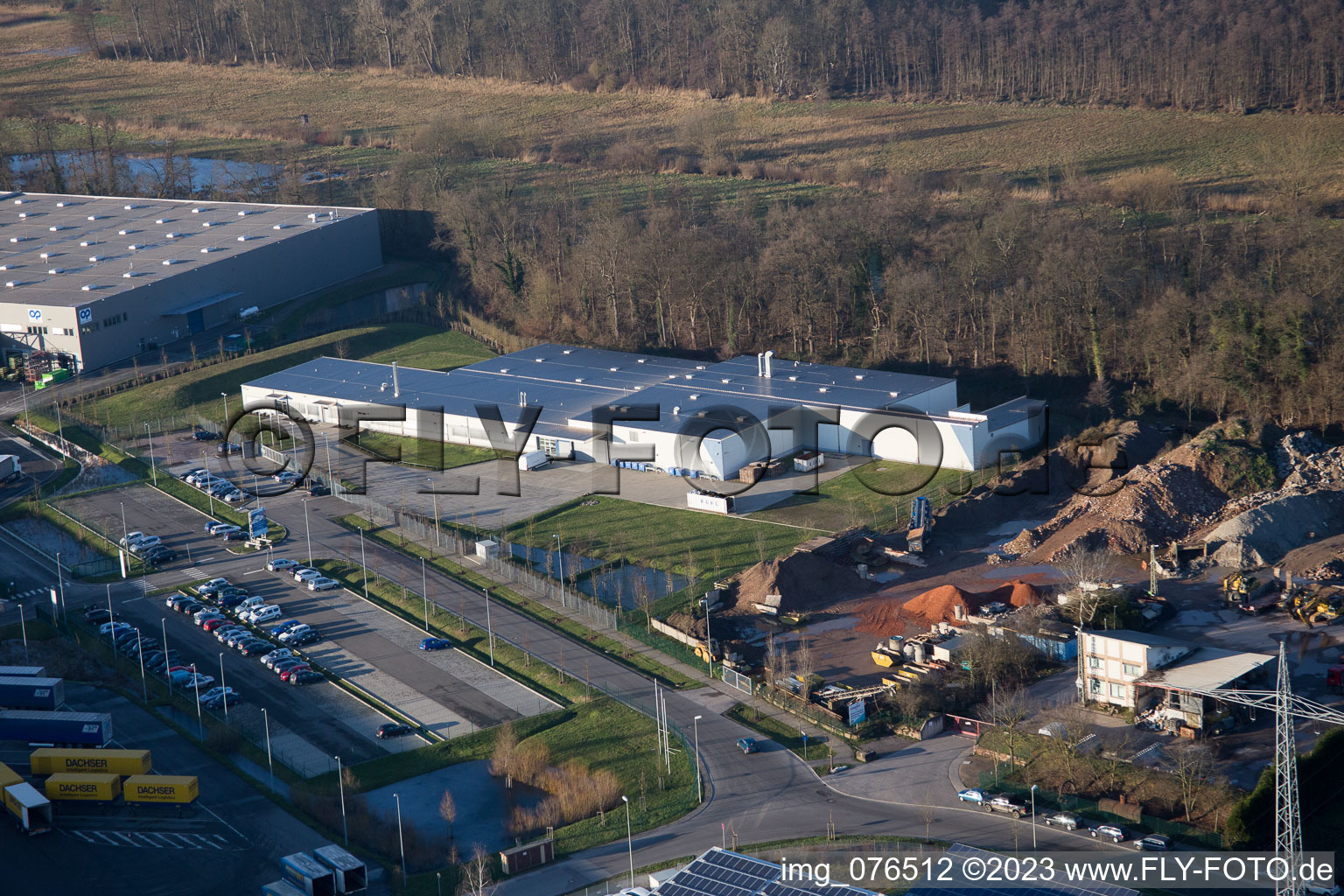 Minderslachen, Gewerbegebiet Horst, Alfa Aesar GmbH in Kandel im Bundesland Rheinland-Pfalz, Deutschland von oben gesehen
