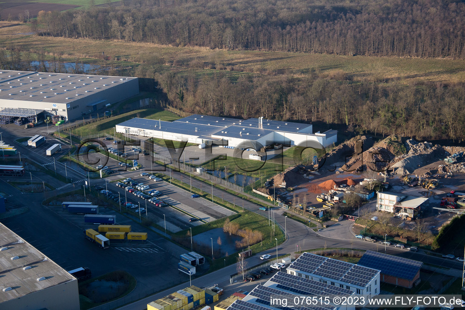 Minderslachen, Gewerbegebiet Horst, Alfa Aesar GmbH in Kandel im Bundesland Rheinland-Pfalz, Deutschland aus der Luft betrachtet