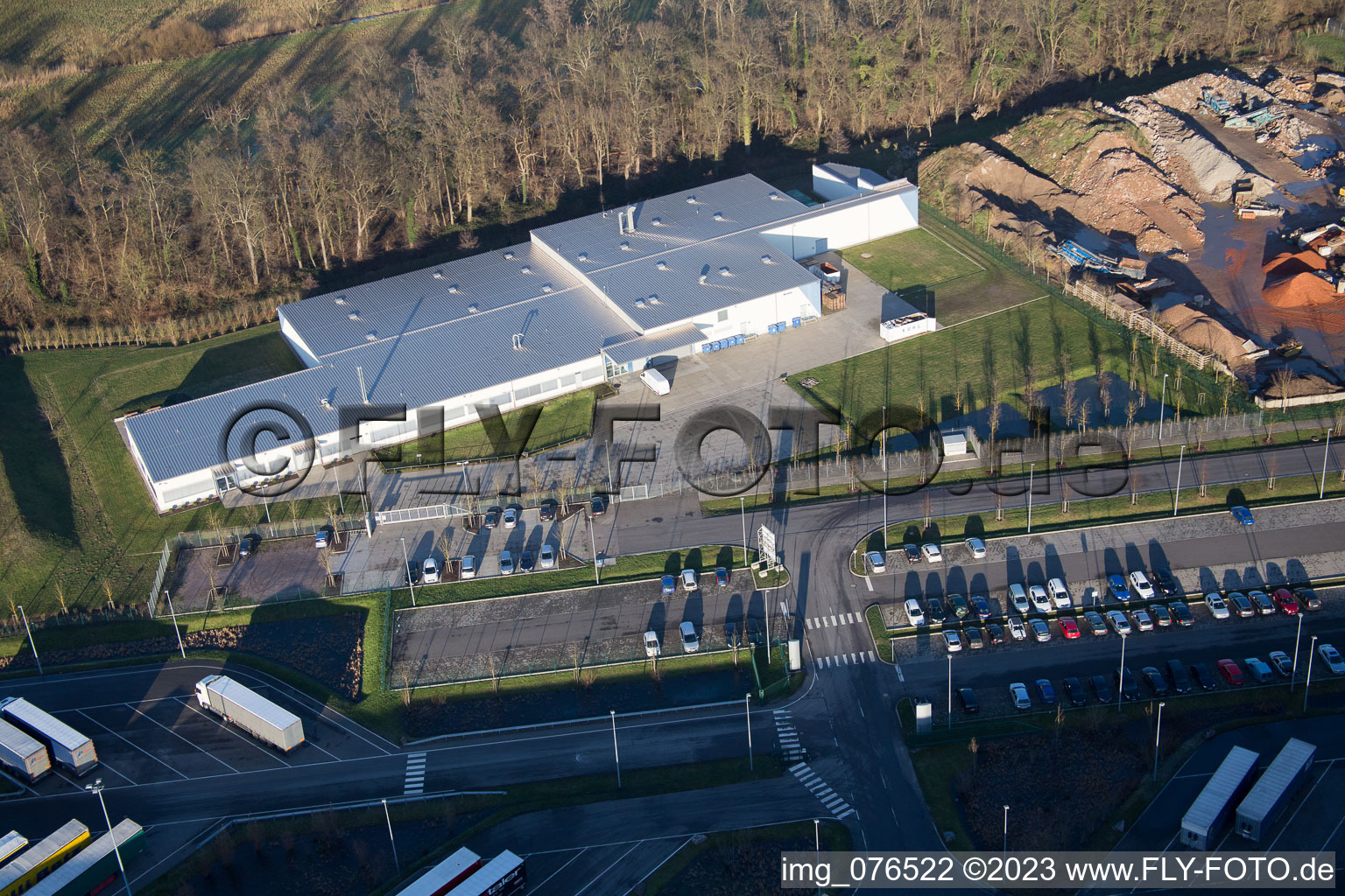 Luftaufnahme von Minderslachen, Gewerbegebiet Horst, Alfa Aesar GmbH in Kandel im Bundesland Rheinland-Pfalz, Deutschland