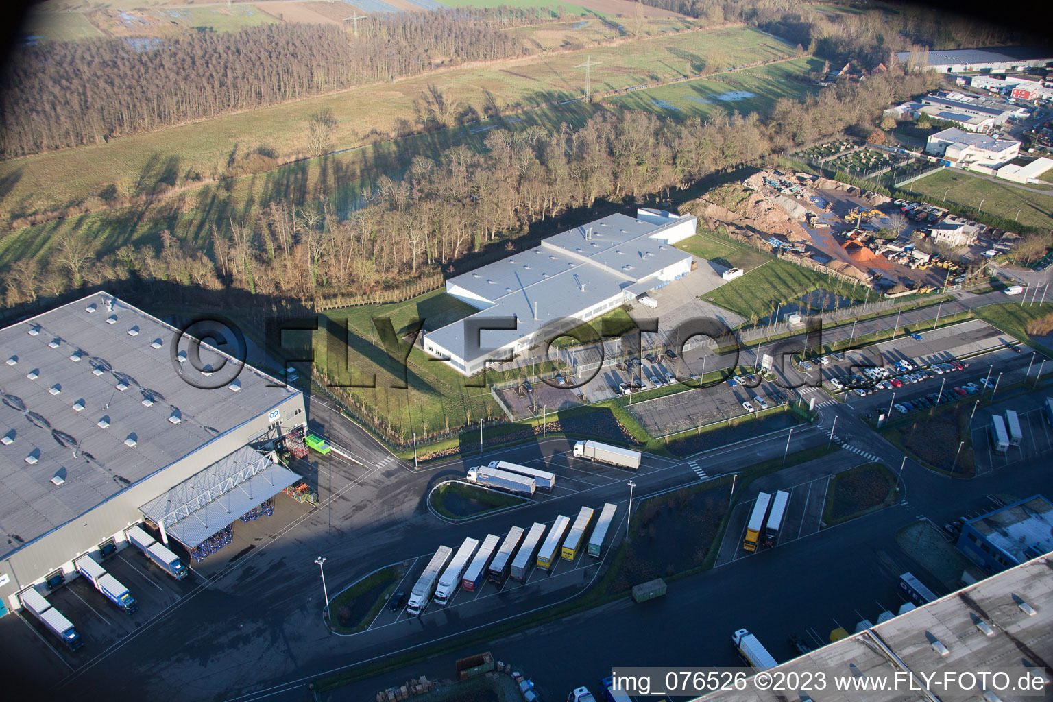 Minderslachen, Gewerbegebiet Horst, Alfa Aesar GmbH in Kandel im Bundesland Rheinland-Pfalz, Deutschland aus der Luft