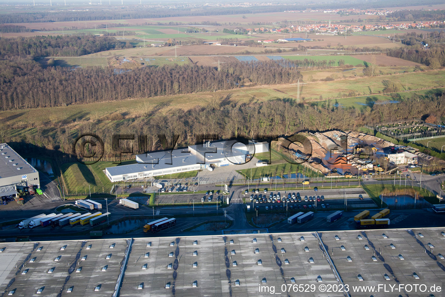Minderslachen, Gewerbegebiet Horst, Alfa Aesar GmbH in Kandel im Bundesland Rheinland-Pfalz, Deutschland aus der Vogelperspektive