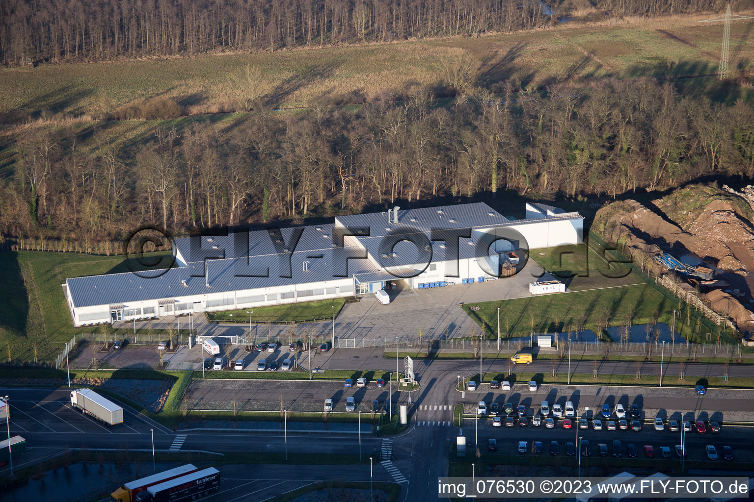 Minderslachen, Gewerbegebiet Horst, Alfa Aesar GmbH in Kandel im Bundesland Rheinland-Pfalz, Deutschland aus der Luft betrachtet