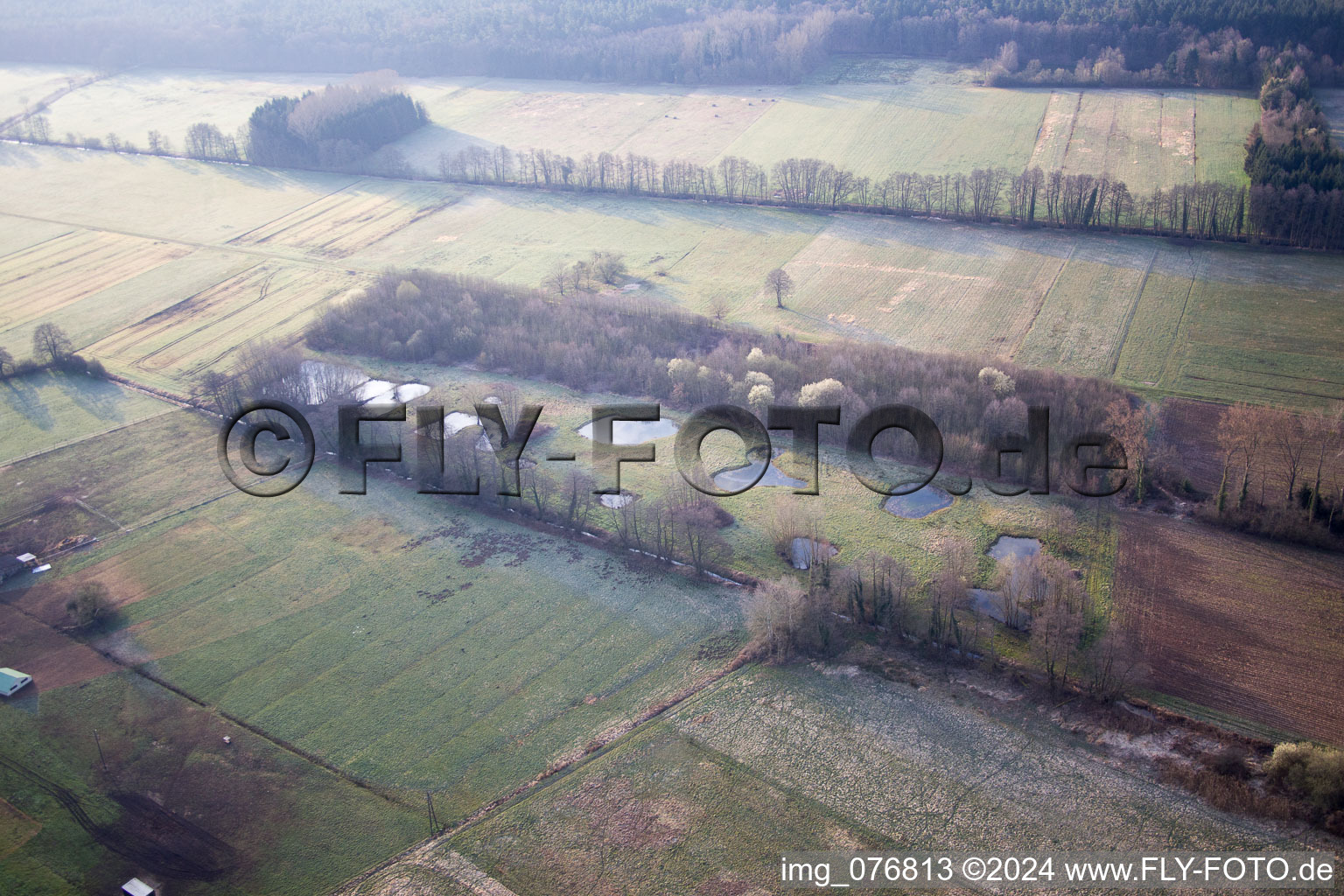 Kandel, Otterbachtal, Biohühnerfarm an der Hahnmühle im Bundesland Rheinland-Pfalz, Deutschland von oben gesehen