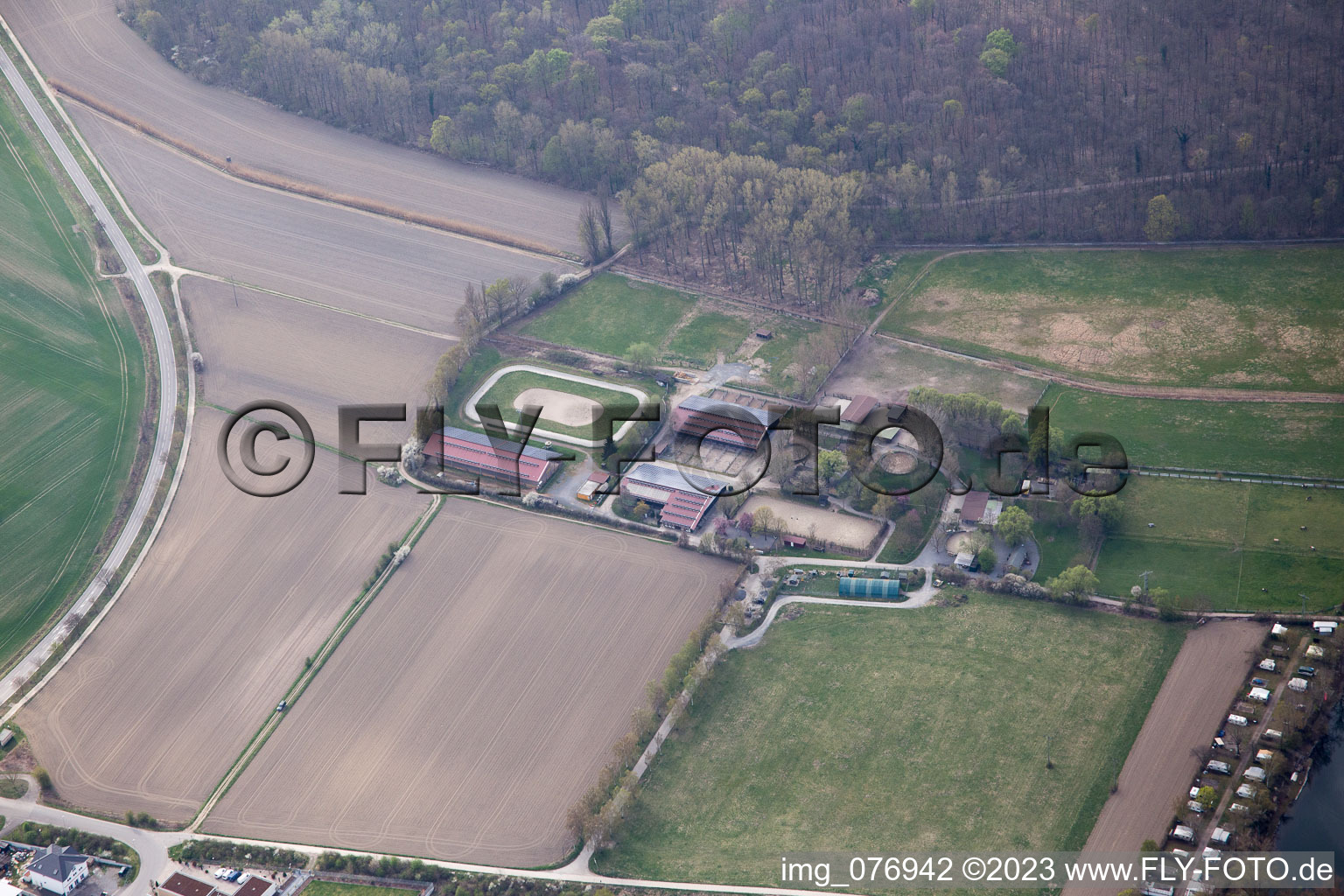 Luftbild von Altrip, Rexhof im Bundesland Rheinland-Pfalz, Deutschland