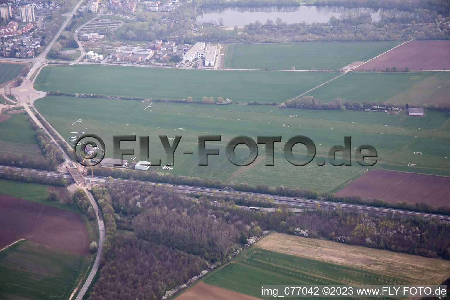 Luftbild von Heppenheim, Flugplatz in Heppenheim an der Bergstrasse im Bundesland Hessen, Deutschland