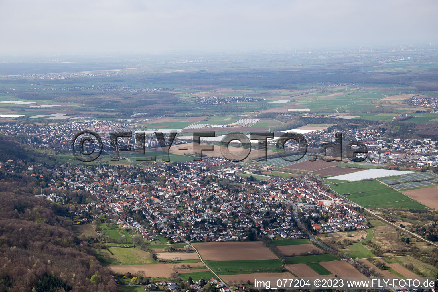 Jugenheim an der Bergstrasse im Bundesland Hessen, Deutschland vom Flugzeug aus