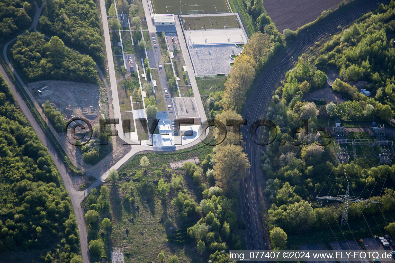 Luftbild von Landesgartenschau Gelände in Landau in der Pfalz im Bundesland Rheinland-Pfalz, Deutschland
