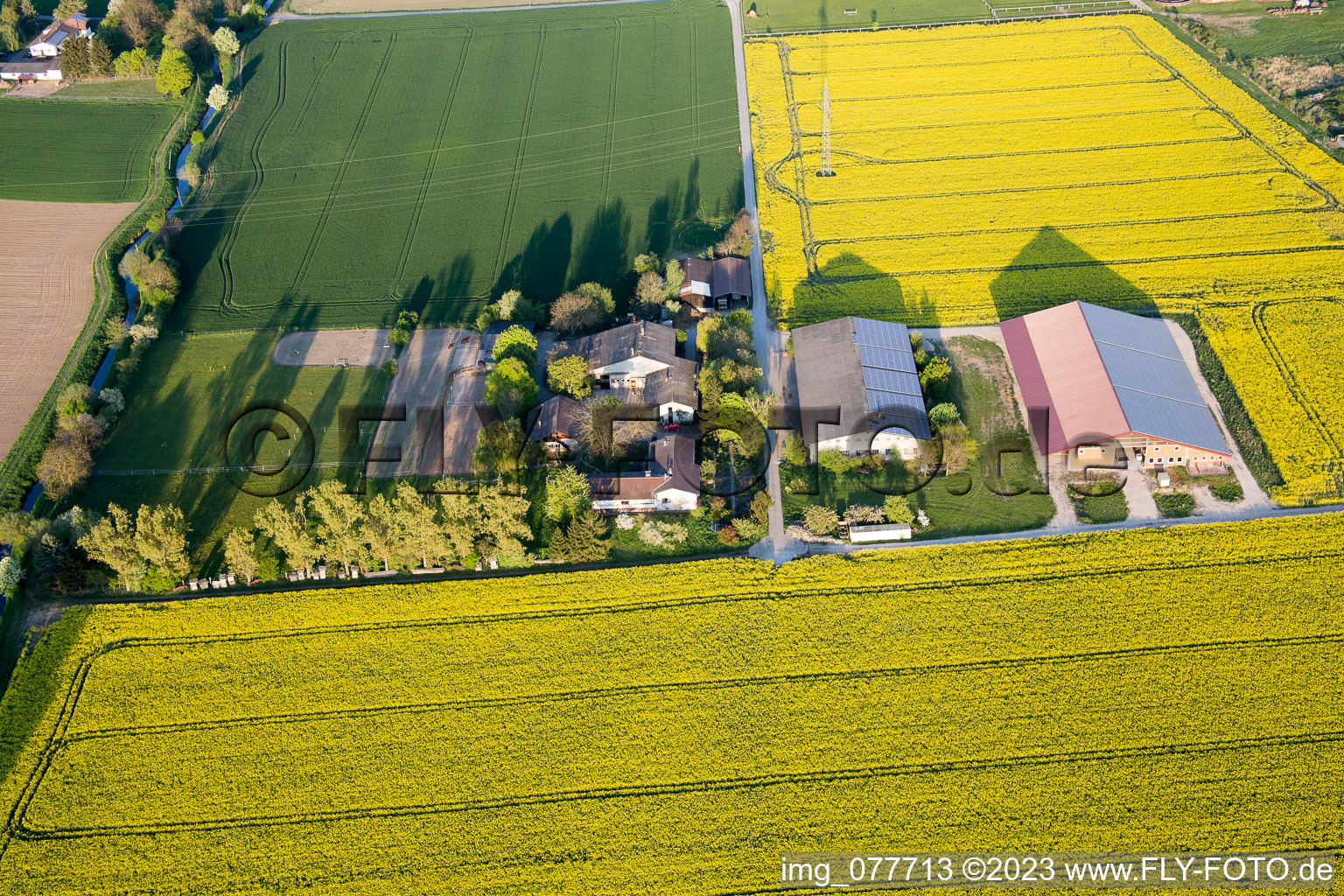 Drohnenbild von Stockstadt am Rhein im Bundesland Hessen, Deutschland