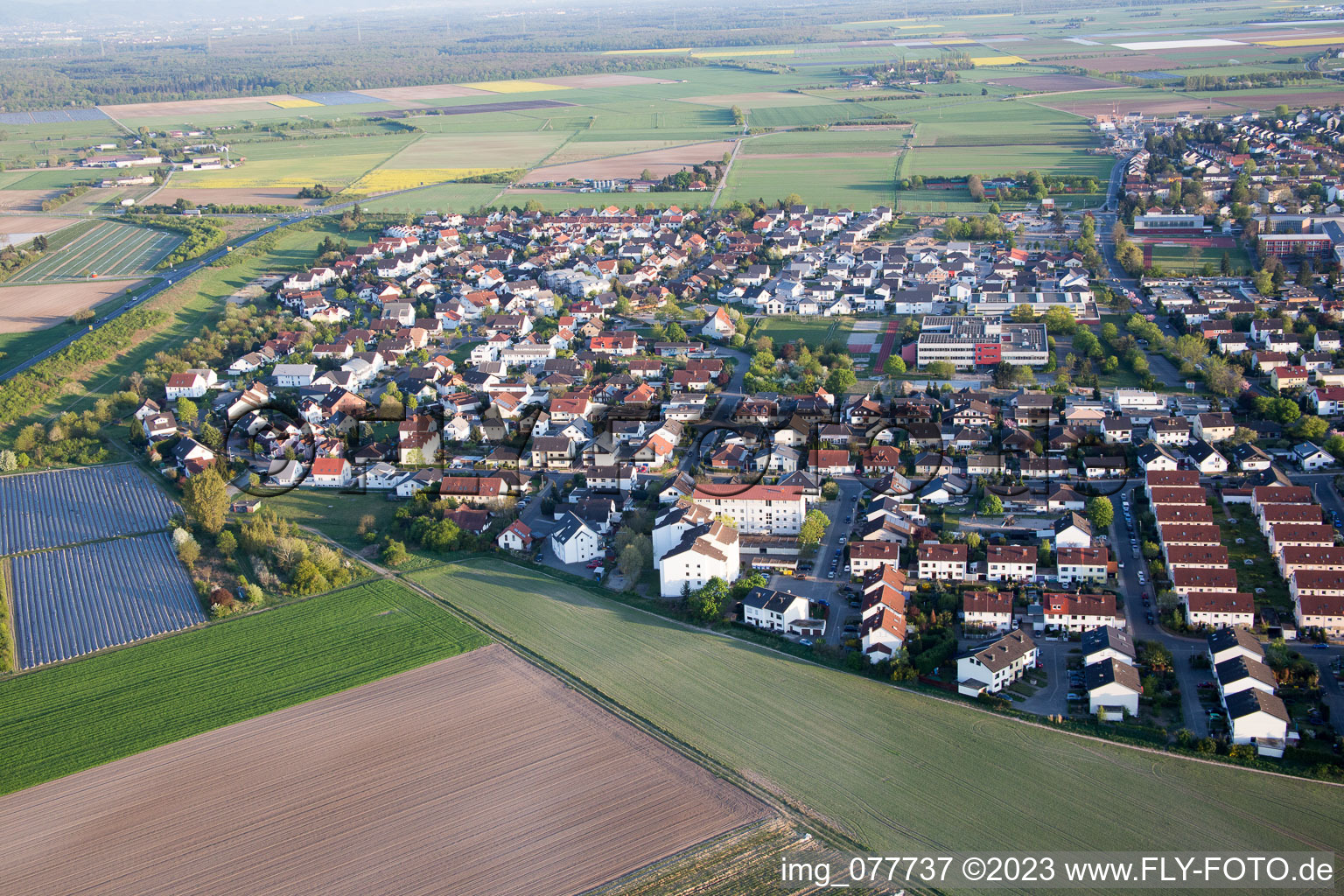 Gernsheim im Bundesland Hessen, Deutschland vom Flugzeug aus