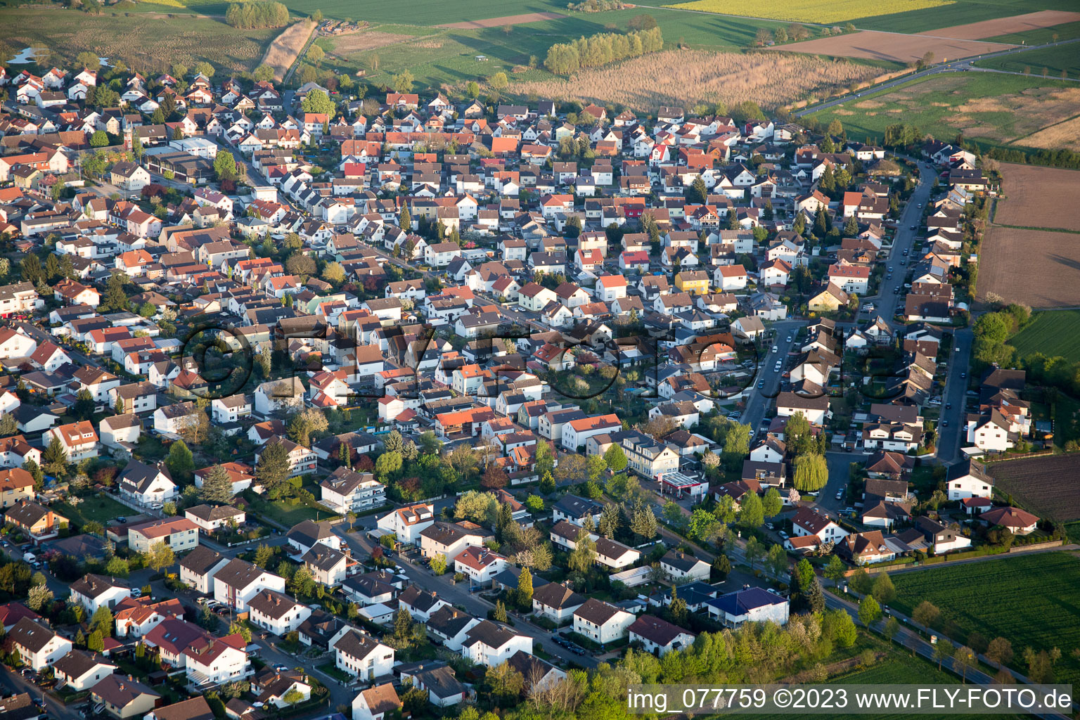Schrägluftbild von Alsbach-Hähnlein im Bundesland Hessen, Deutschland