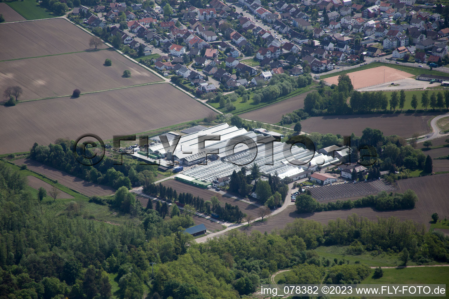 Hagenbach im Bundesland Rheinland-Pfalz, Deutschland aus der Luft betrachtet
