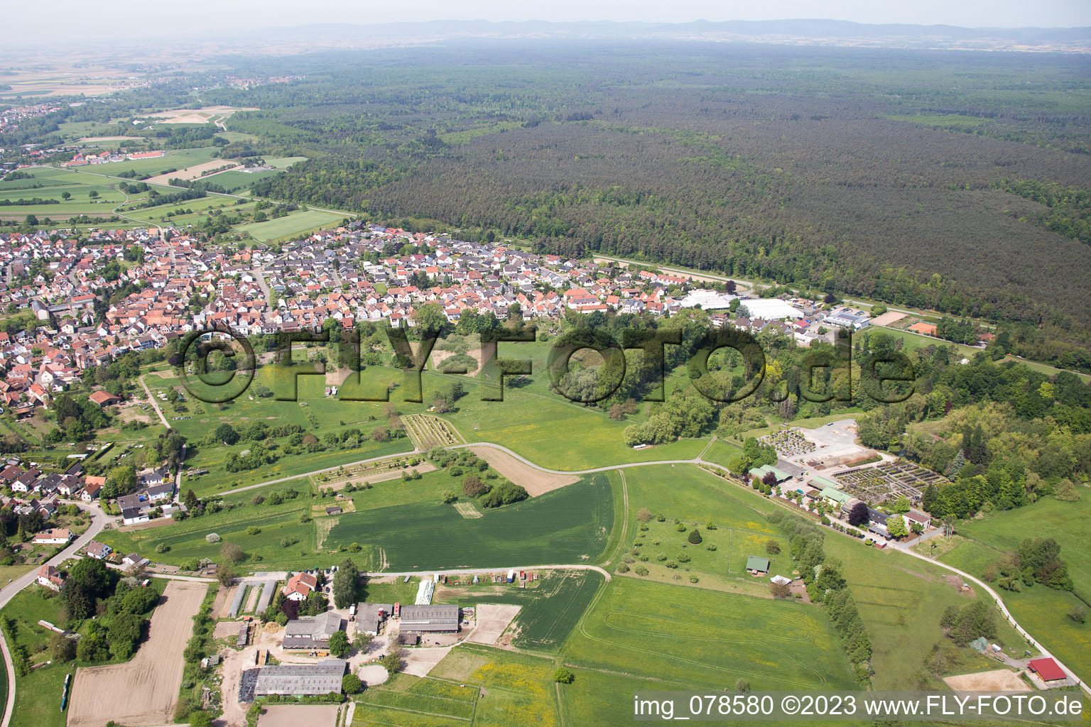 Schrägluftbild von Berg im Bundesland Rheinland-Pfalz, Deutschland