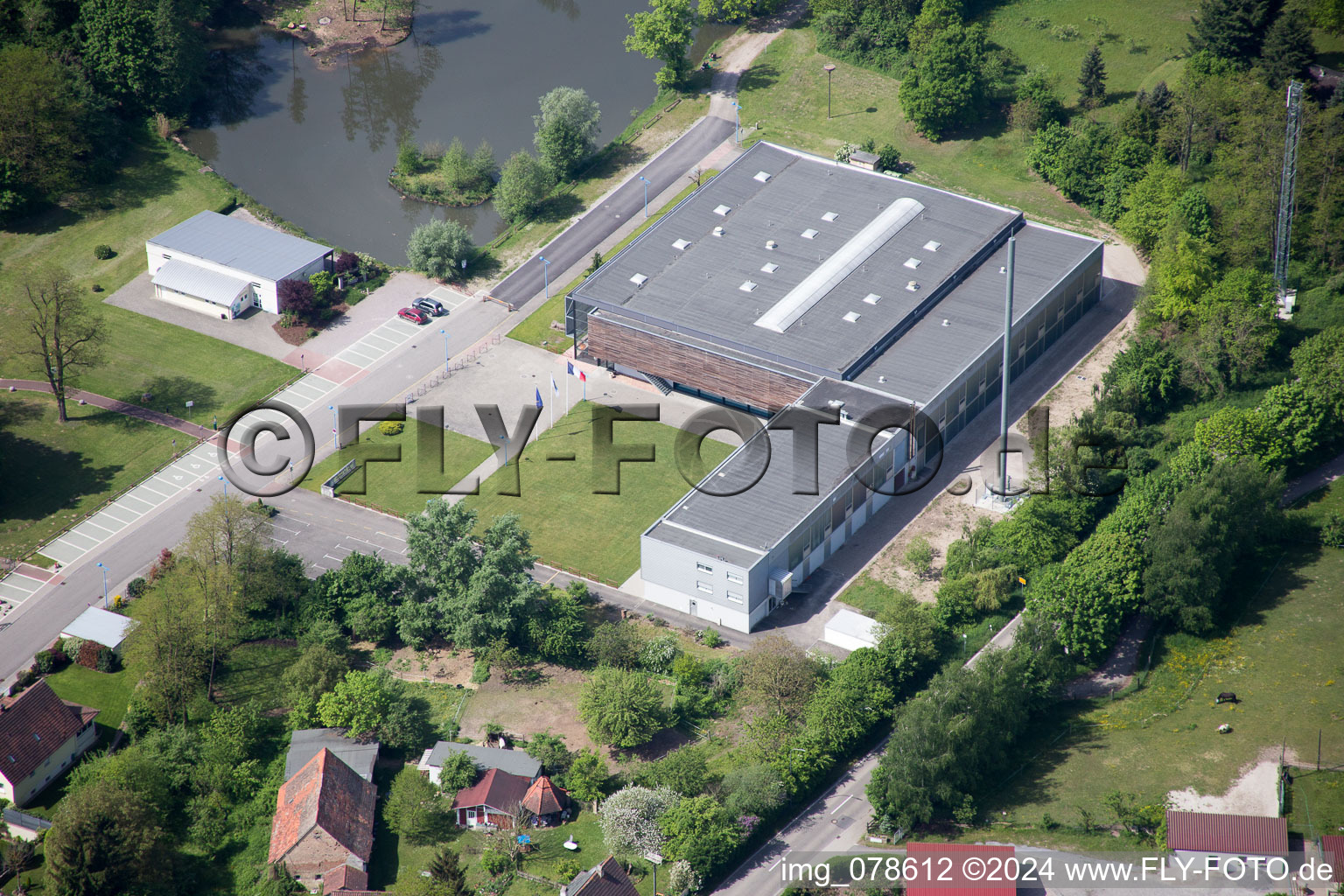 Luftbild von Lauterbourg, Grenze im Bundesland Bas-Rhin, Frankreich