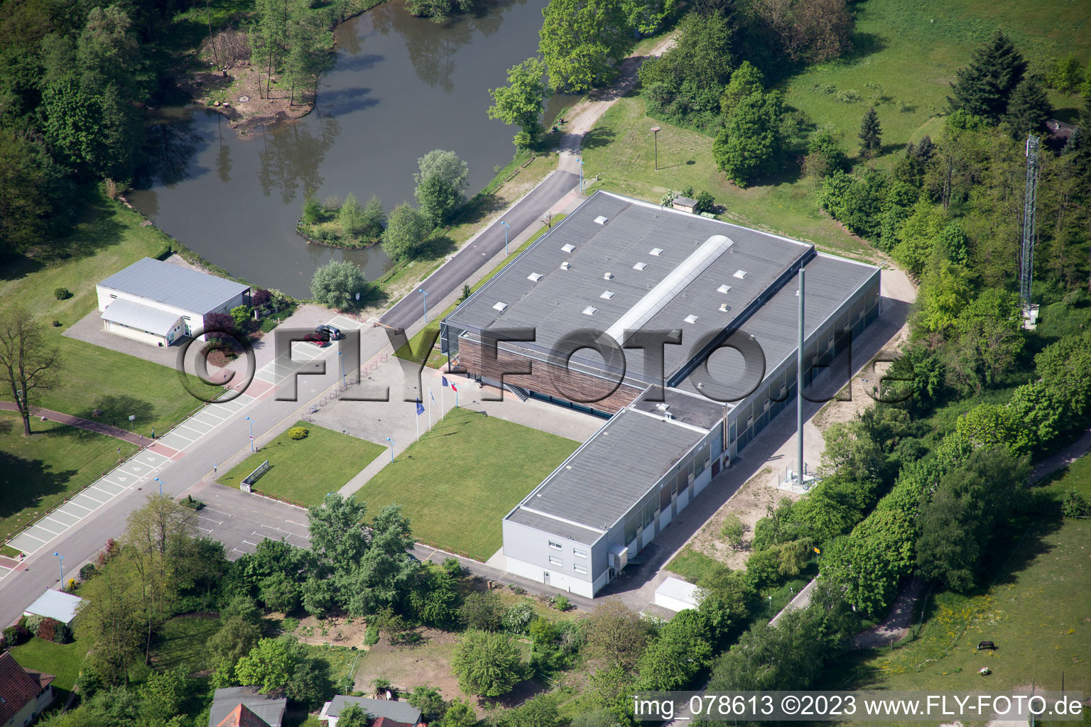 Luftaufnahme von Lauterbourg, Grenze im Bundesland Bas-Rhin, Frankreich