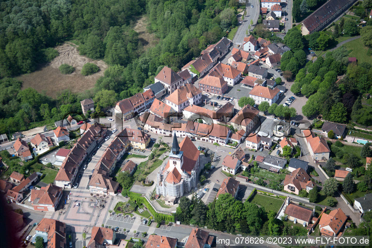 Luftaufnahme von Lauterbourg im Bundesland Bas-Rhin, Frankreich