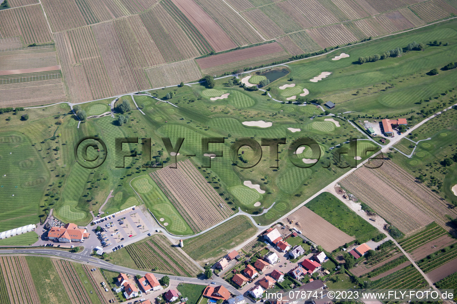 Dackenheim, Golfplatz im Bundesland Rheinland-Pfalz, Deutschland aus der Luft betrachtet