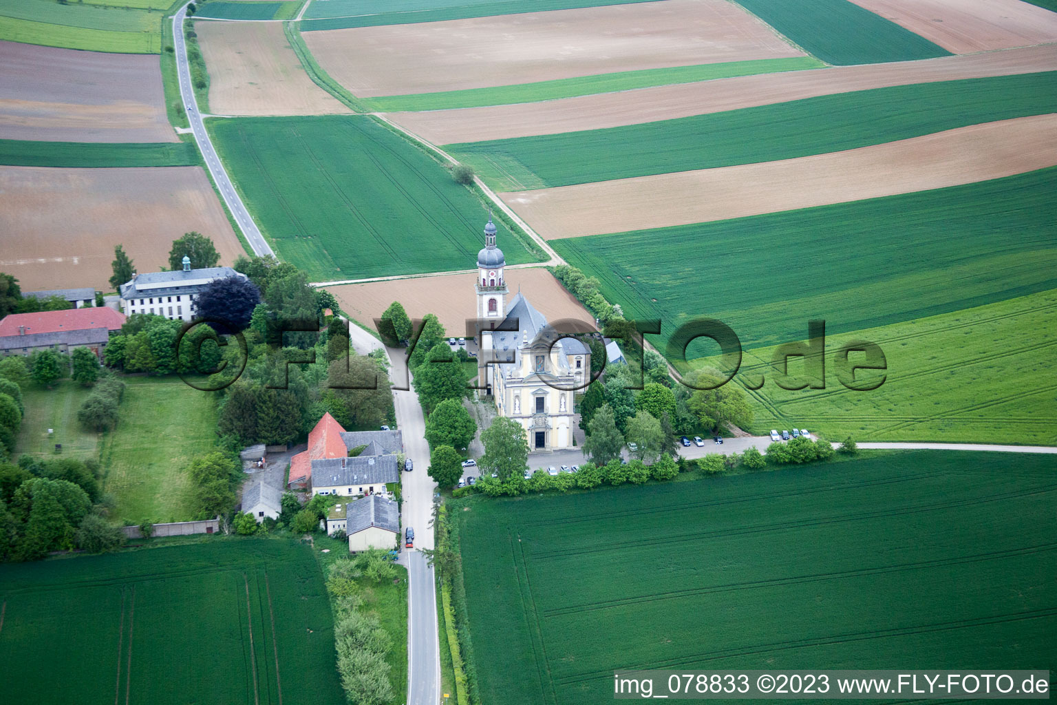 Luftbild von Fährbrück, Wallfahrtskirche im Bundesland Bayern, Deutschland