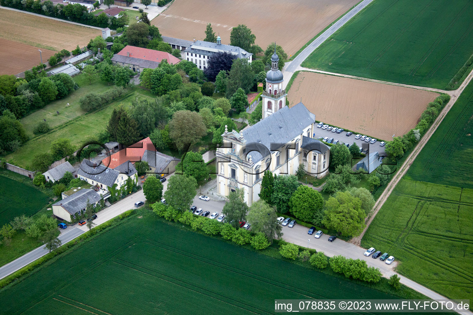 Luftaufnahme von Fährbrück, Wallfahrtskirche im Bundesland Bayern, Deutschland