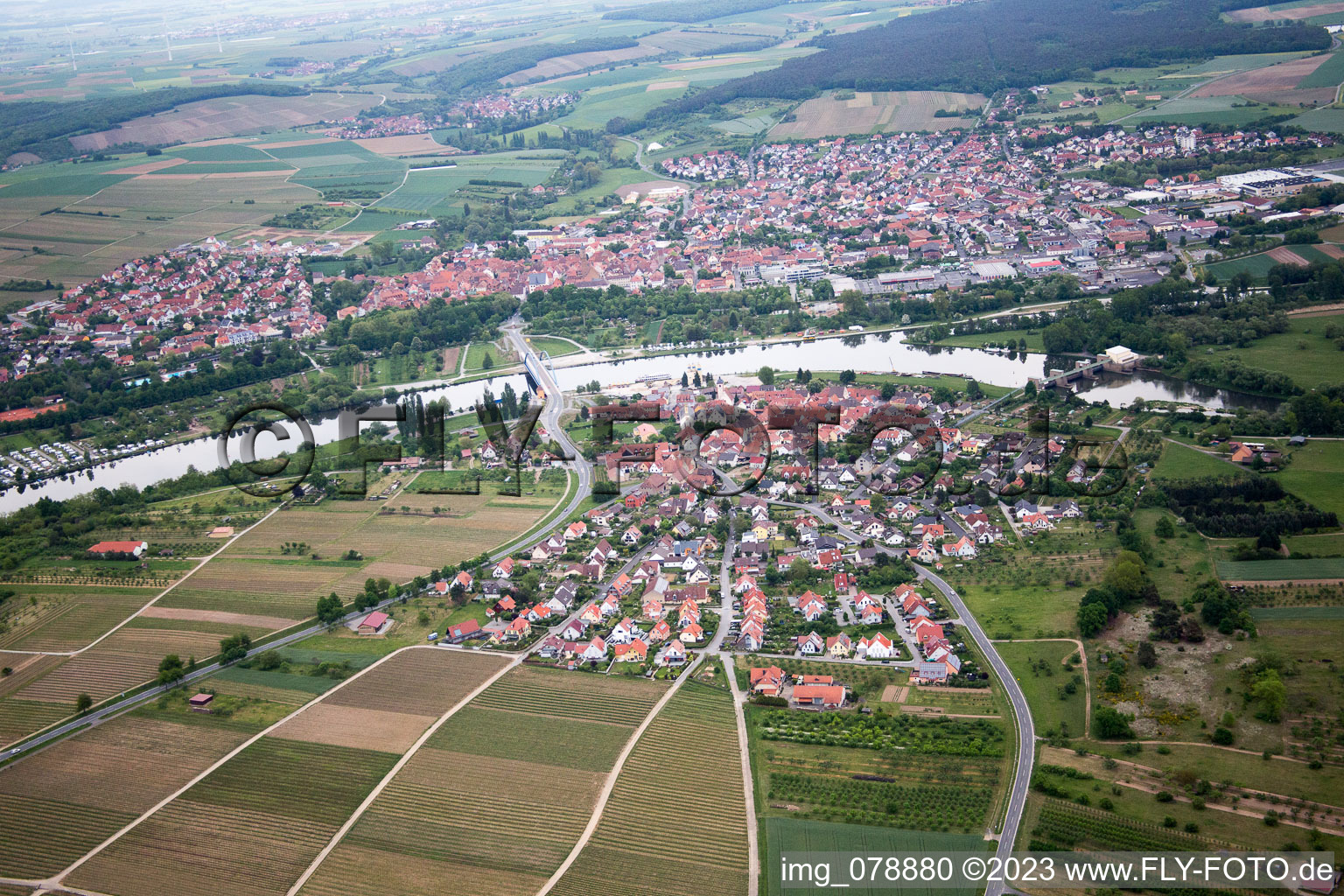 Nordheim am Main im Bundesland Bayern, Deutschland aus der Luft