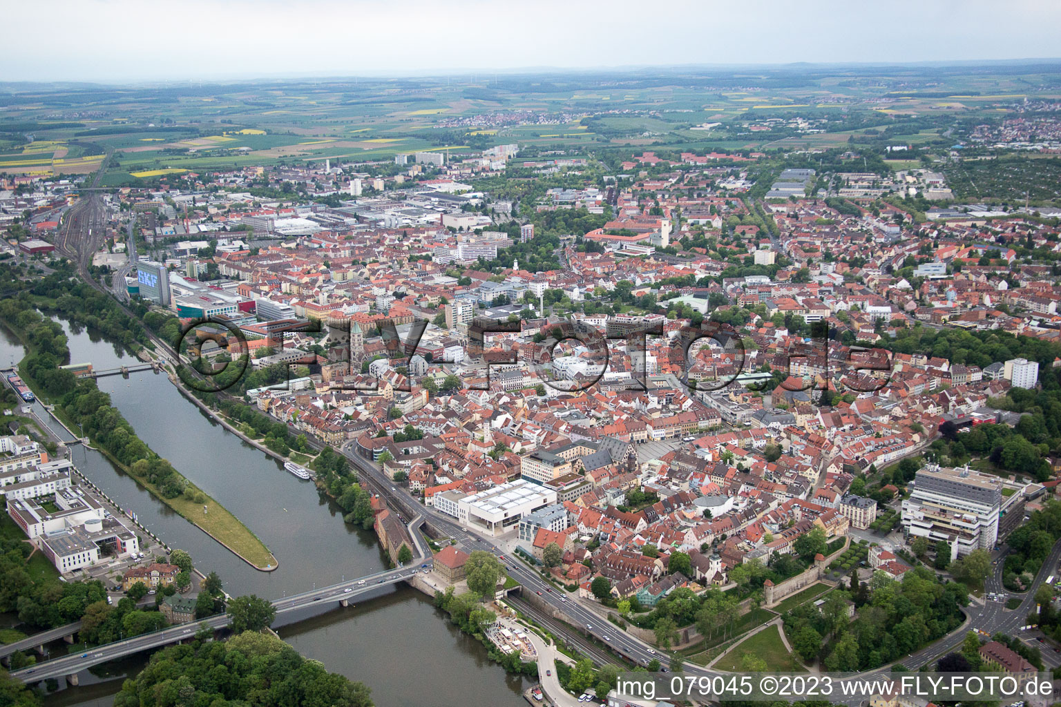 Schweinfurt im Bundesland Bayern, Deutschland von oben