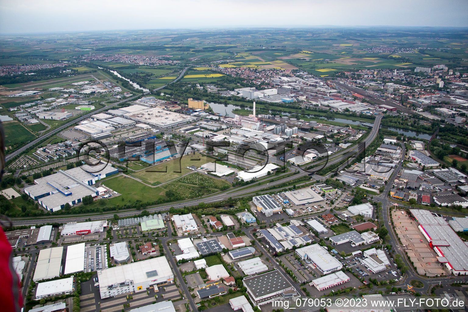 Luftbild von Schweinfurt, Industriegebiet im Bundesland Bayern, Deutschland