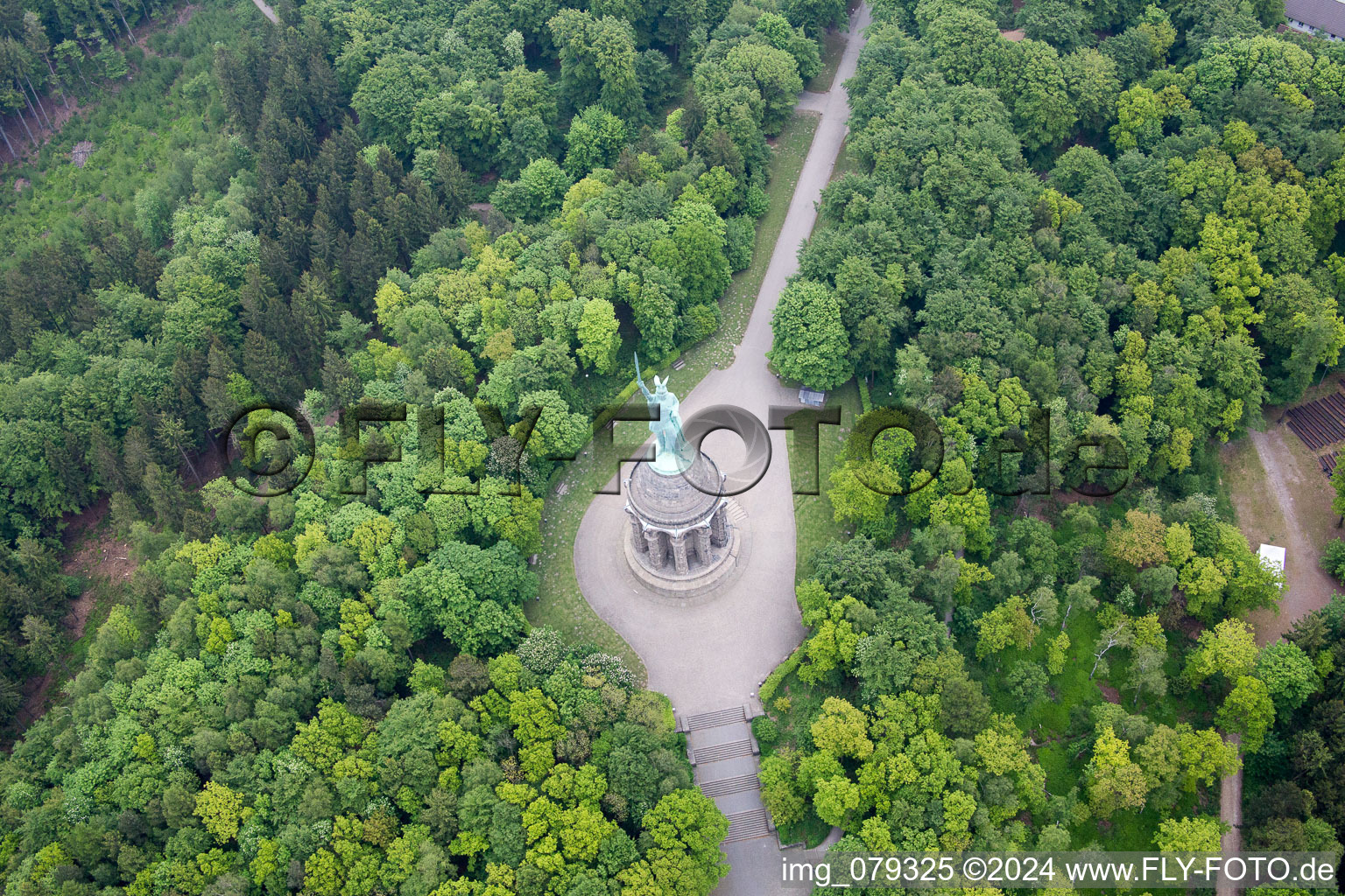 Luftbild von Hermannsdenkmal in Detmold im Bundesland Nordrhein-Westfalen, Deutschland
