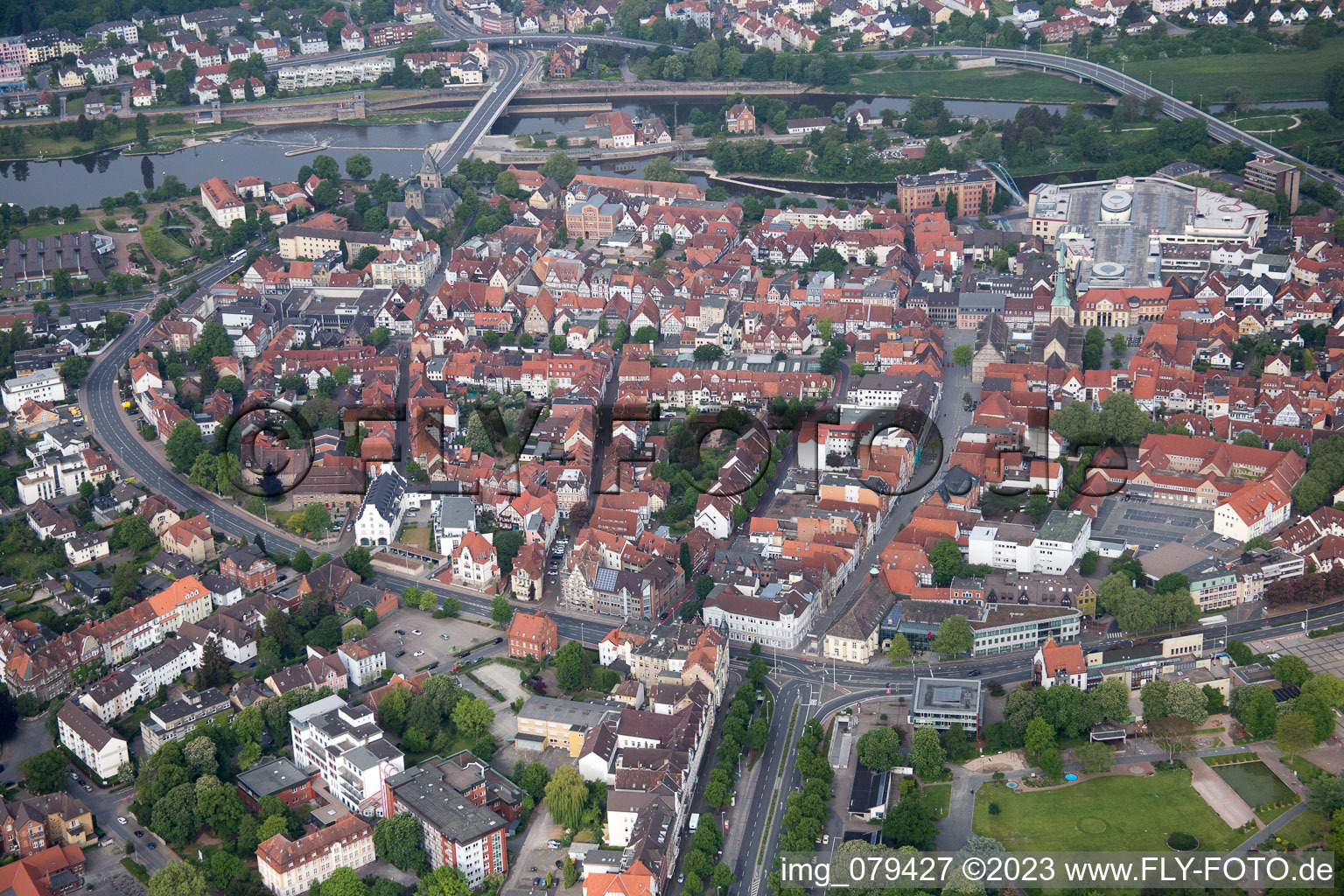 Luftaufnahme von Hameln im Bundesland Niedersachsen, Deutschland