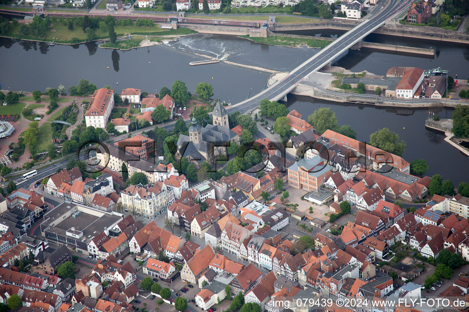 Drohnenaufname von Hameln im Bundesland Niedersachsen, Deutschland