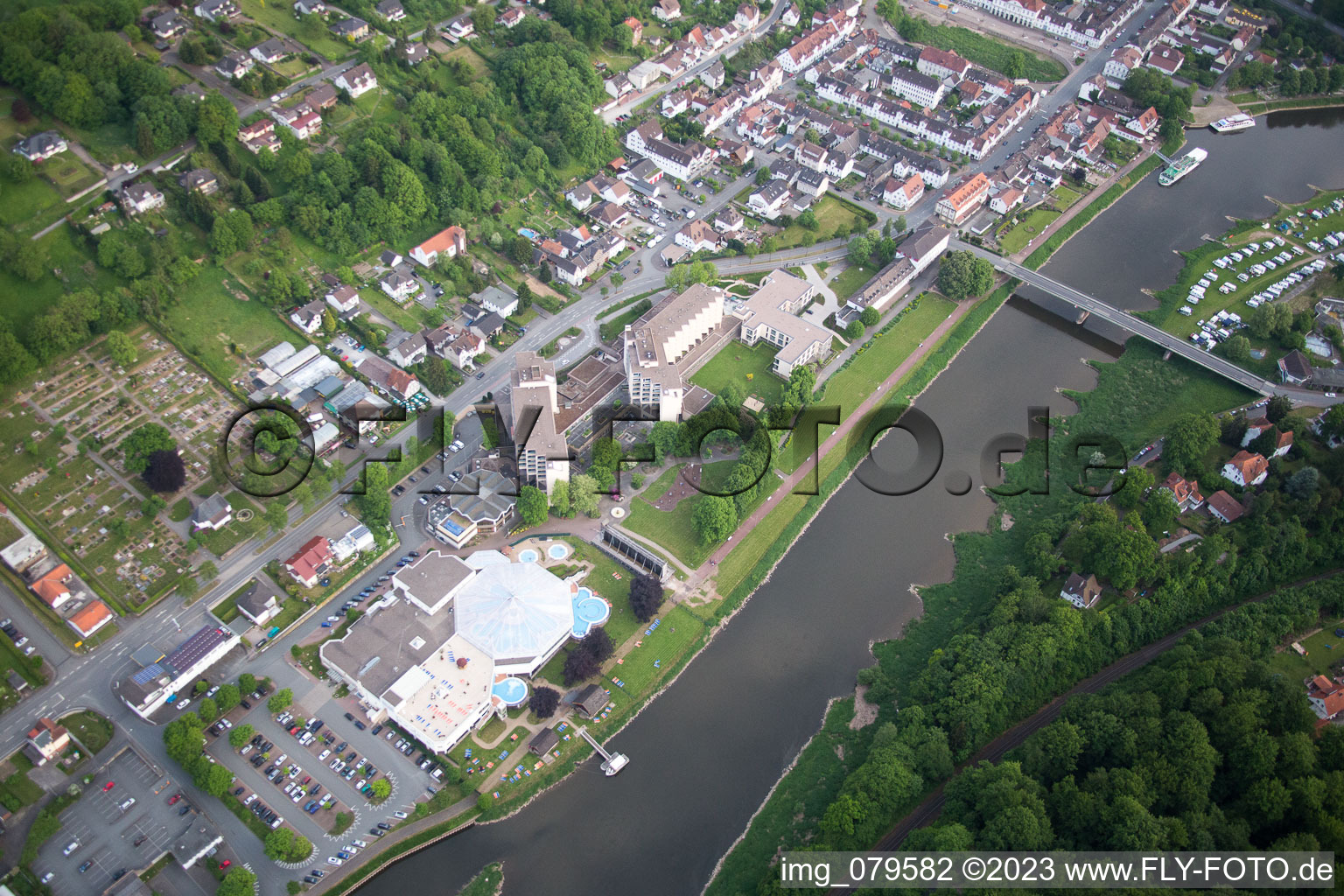 Bad Karlshafen im Bundesland Hessen, Deutschland aus der Luft