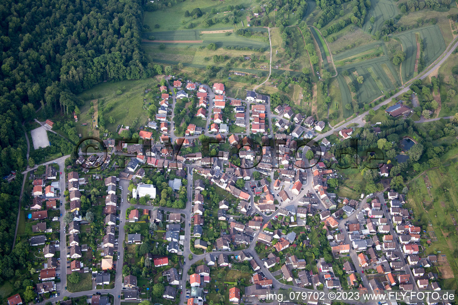 Luftbild von Ortsteil Sulzbach in Malsch im Bundesland Baden-Württemberg, Deutschland