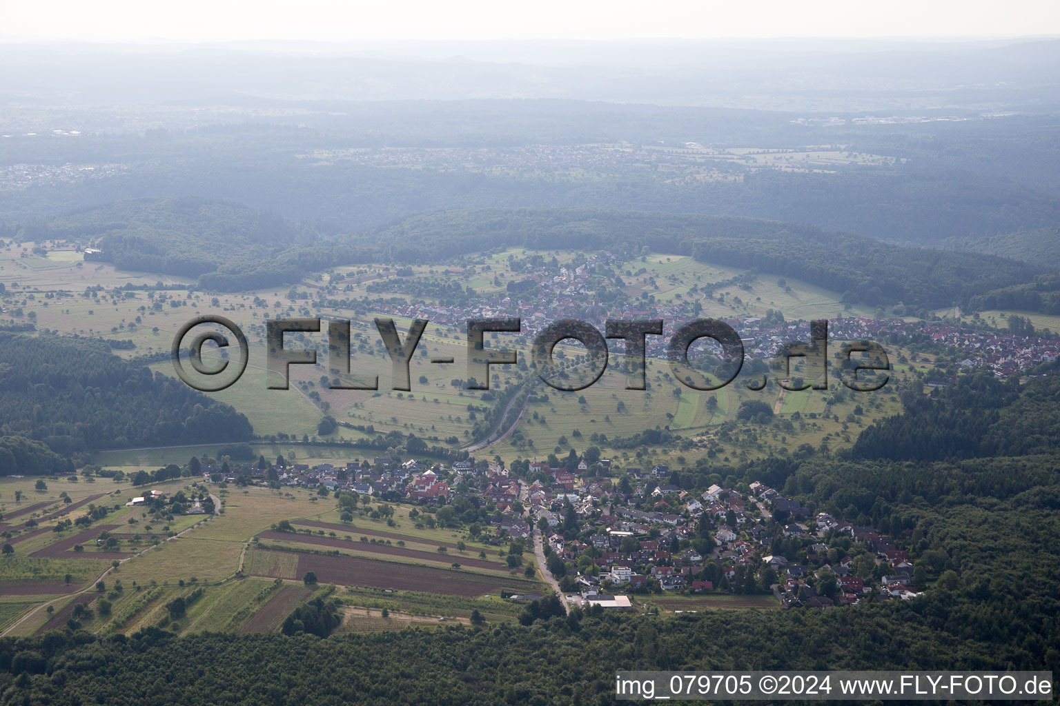 Ortsteil Schöllbronn in Ettlingen im Bundesland Baden-Württemberg, Deutschland von oben