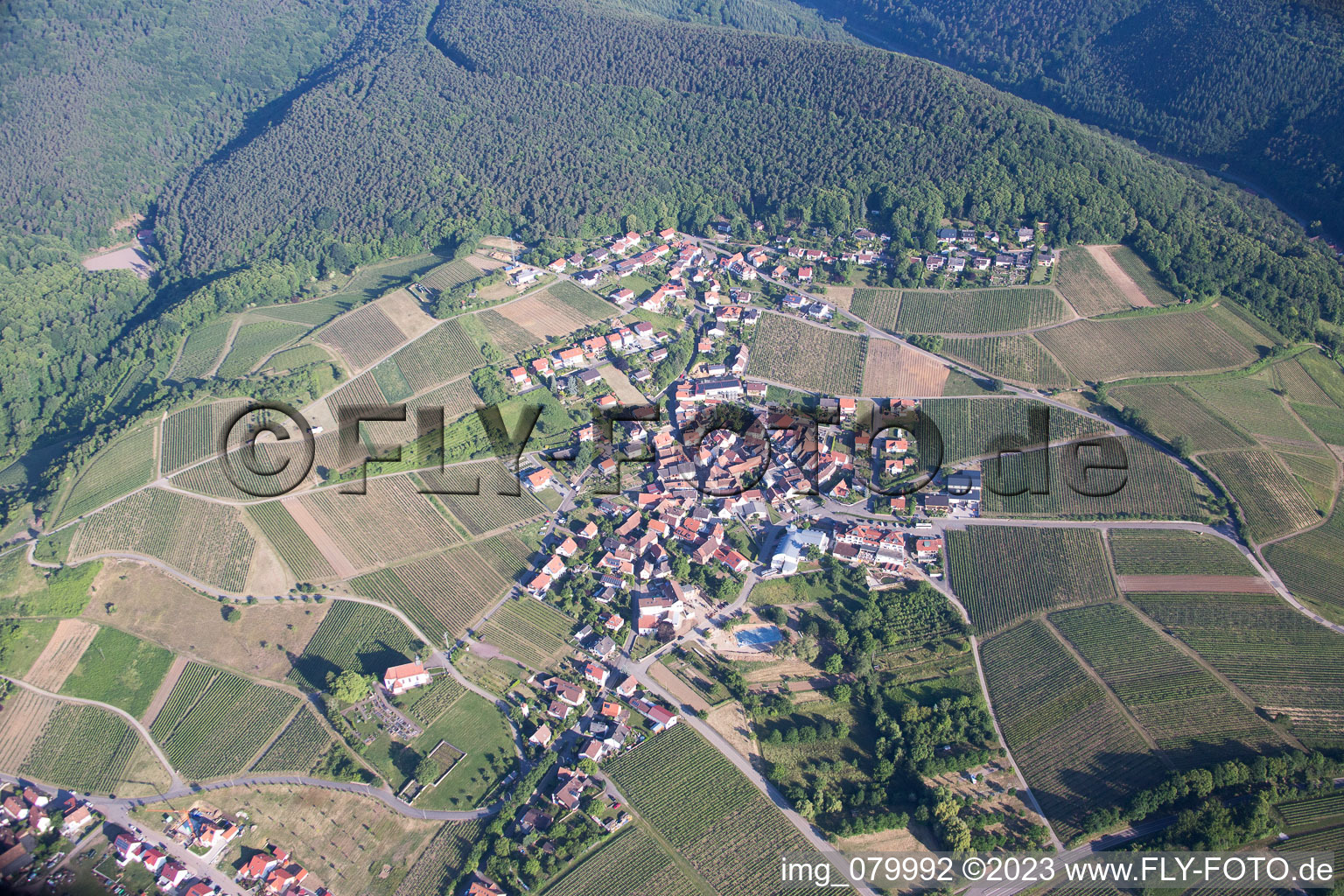 Luftaufnahme von Ortsteil Gleiszellen in Gleiszellen-Gleishorbach im Bundesland Rheinland-Pfalz, Deutschland
