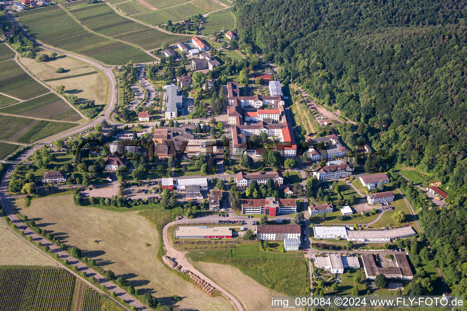 Klinikgelände des Krankenhauses Klinik für Kinder-/Jugendpsychiatrie und -psychotherapie im Ortsteil Pfalzklinik Landeck in Klingenmünster im Bundesland Rheinland-Pfalz, Deutschland