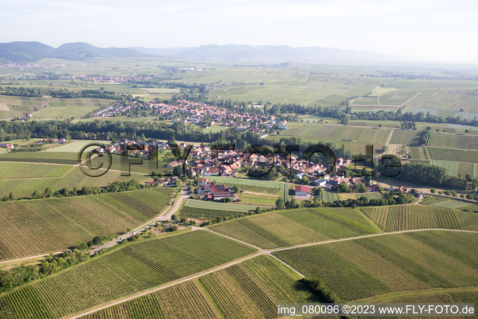 Schrägluftbild von Ortsteil Klingen in Heuchelheim-Klingen im Bundesland Rheinland-Pfalz, Deutschland