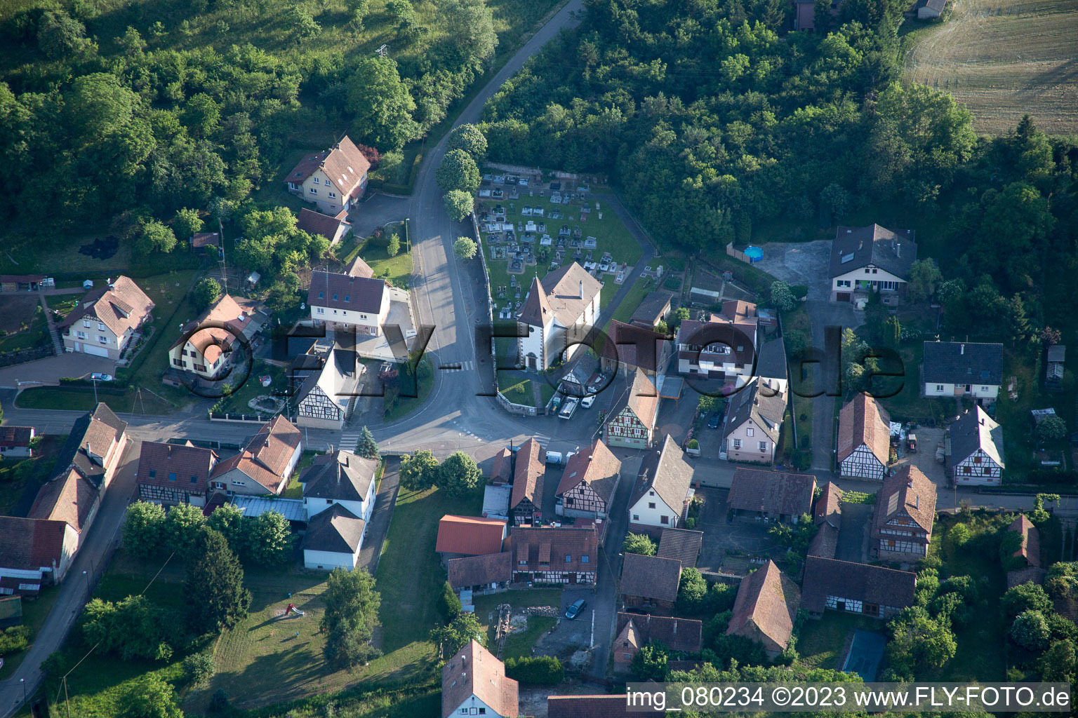 Mitschdorf im Bundesland Bas-Rhin, Frankreich aus der Luft