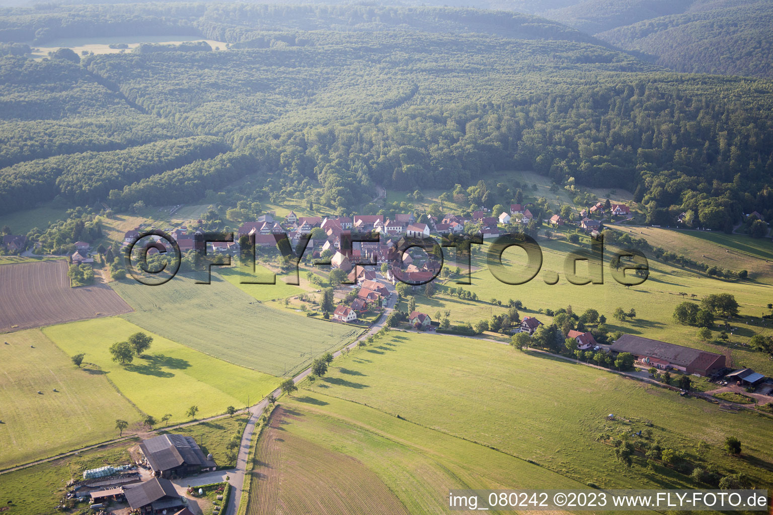 Luftaufnahme von Mattstall im Bundesland Bas-Rhin, Frankreich