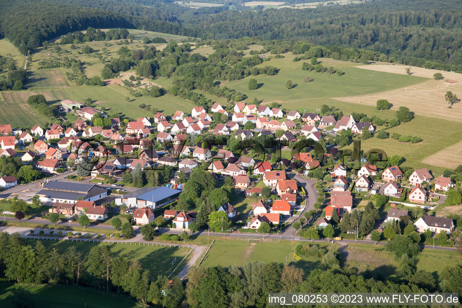Lembach im Bundesland Bas-Rhin, Frankreich aus der Vogelperspektive