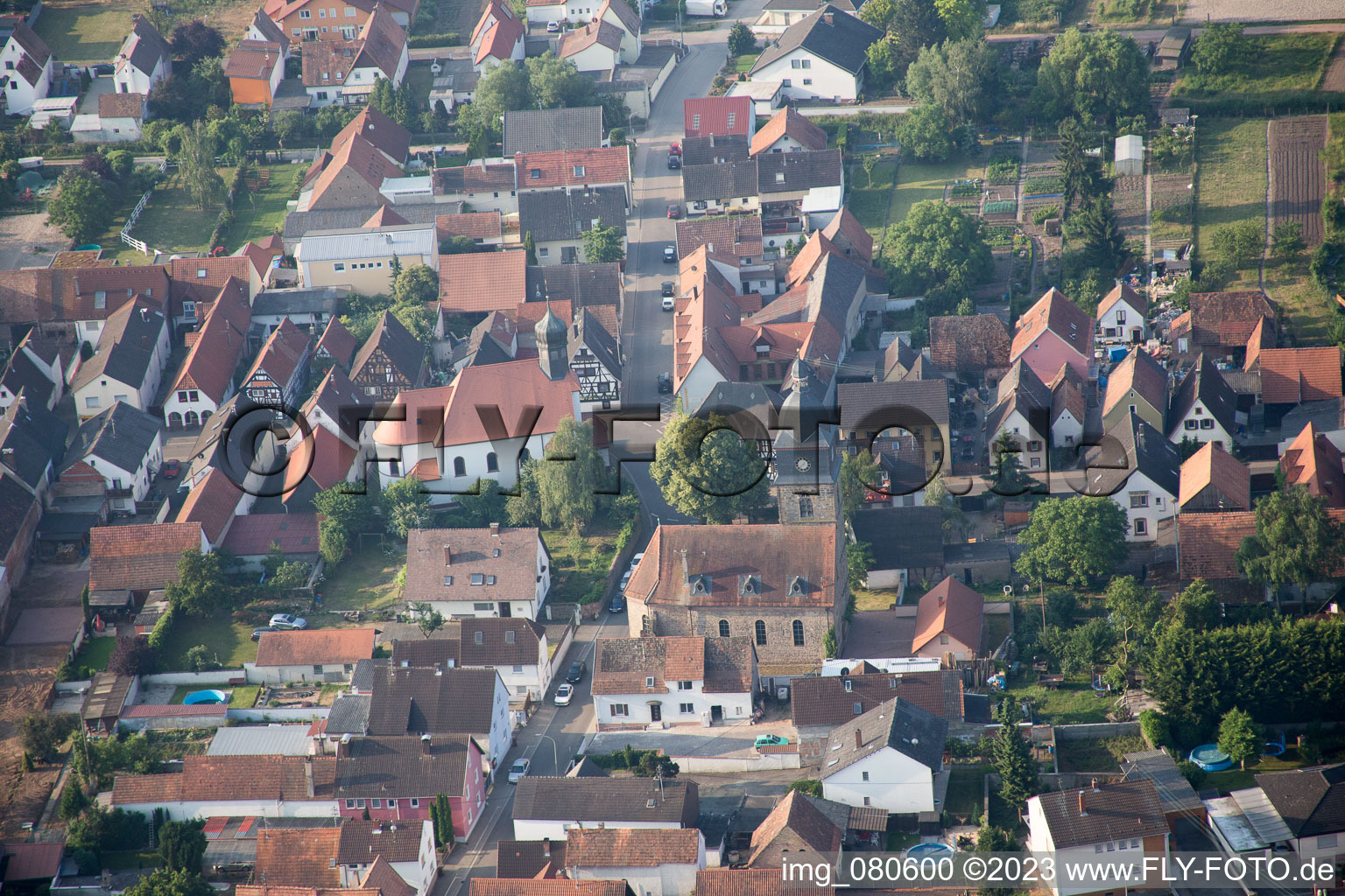 Drohnenbild von Lustadt im Bundesland Rheinland-Pfalz, Deutschland