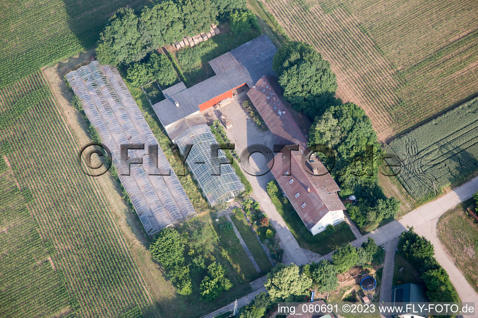 Drohnenaufname von Ottersheim bei Landau im Bundesland Rheinland-Pfalz, Deutschland
