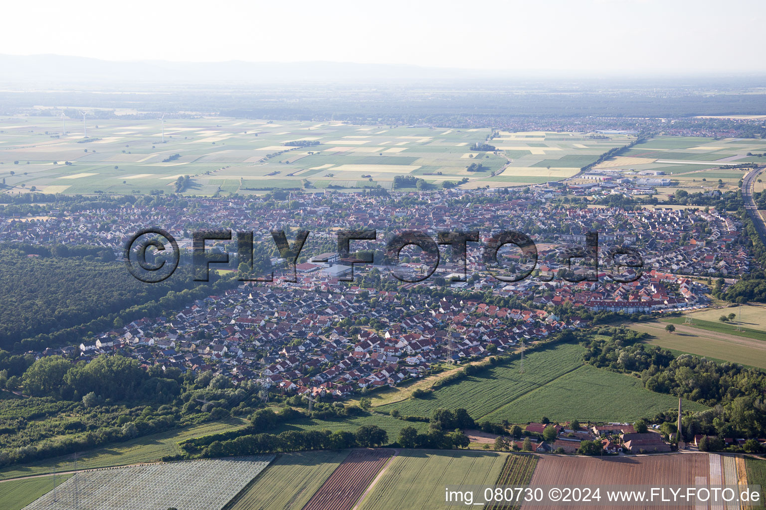 Rülzheim im Bundesland Rheinland-Pfalz, Deutschland von oben