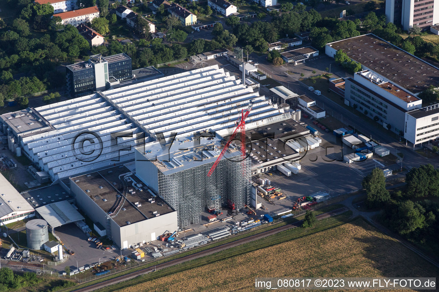 Luftaufnahme von Neureut, L'Oreal Baustelle in Karlsruhe im Bundesland Baden-Württemberg, Deutschland