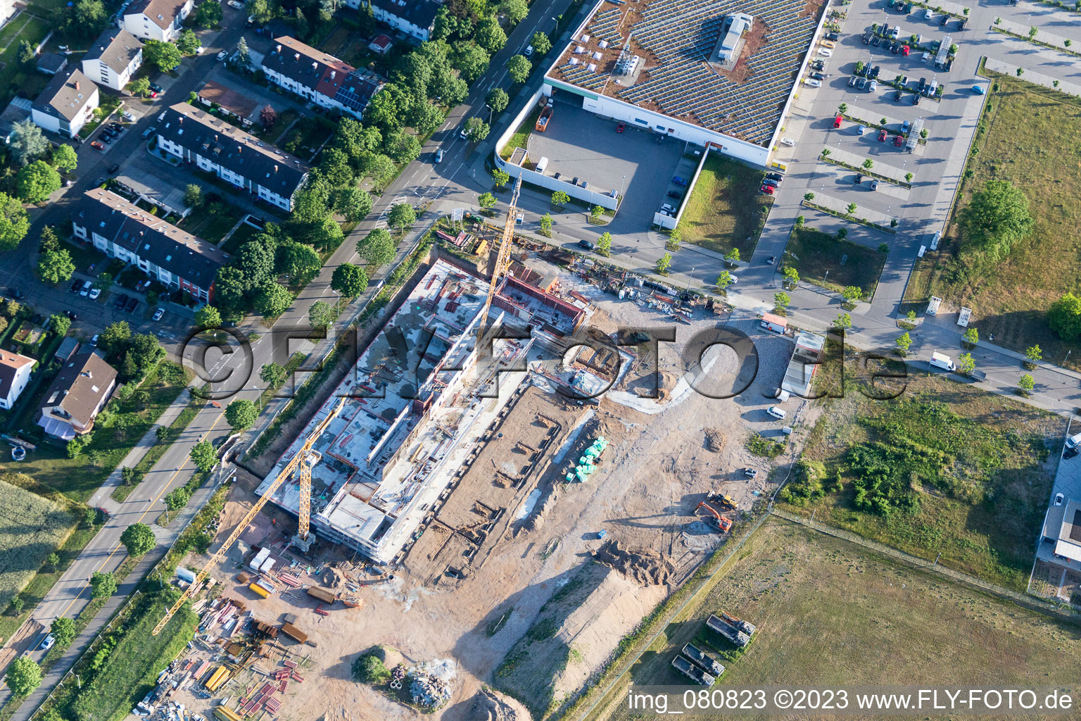 Luftbild von Knielingen, Neubaugebiet in Karlsruhe im Bundesland Baden-Württemberg, Deutschland