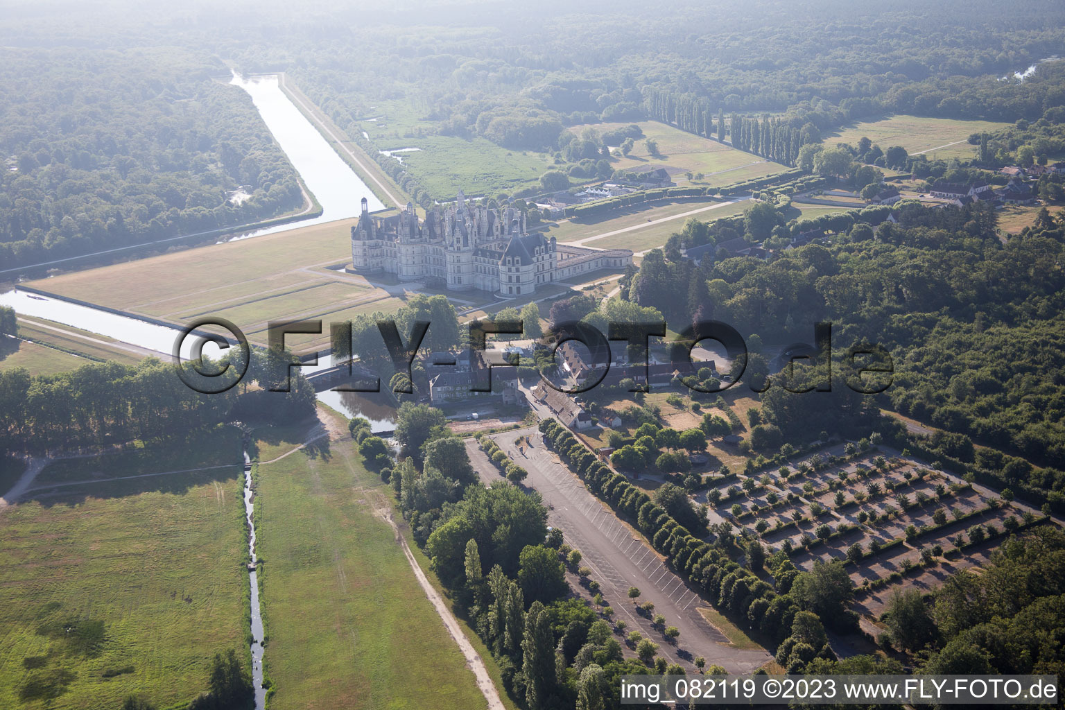 Luftbild von Chambord im Bundesland Loir-et-Cher, Frankreich
