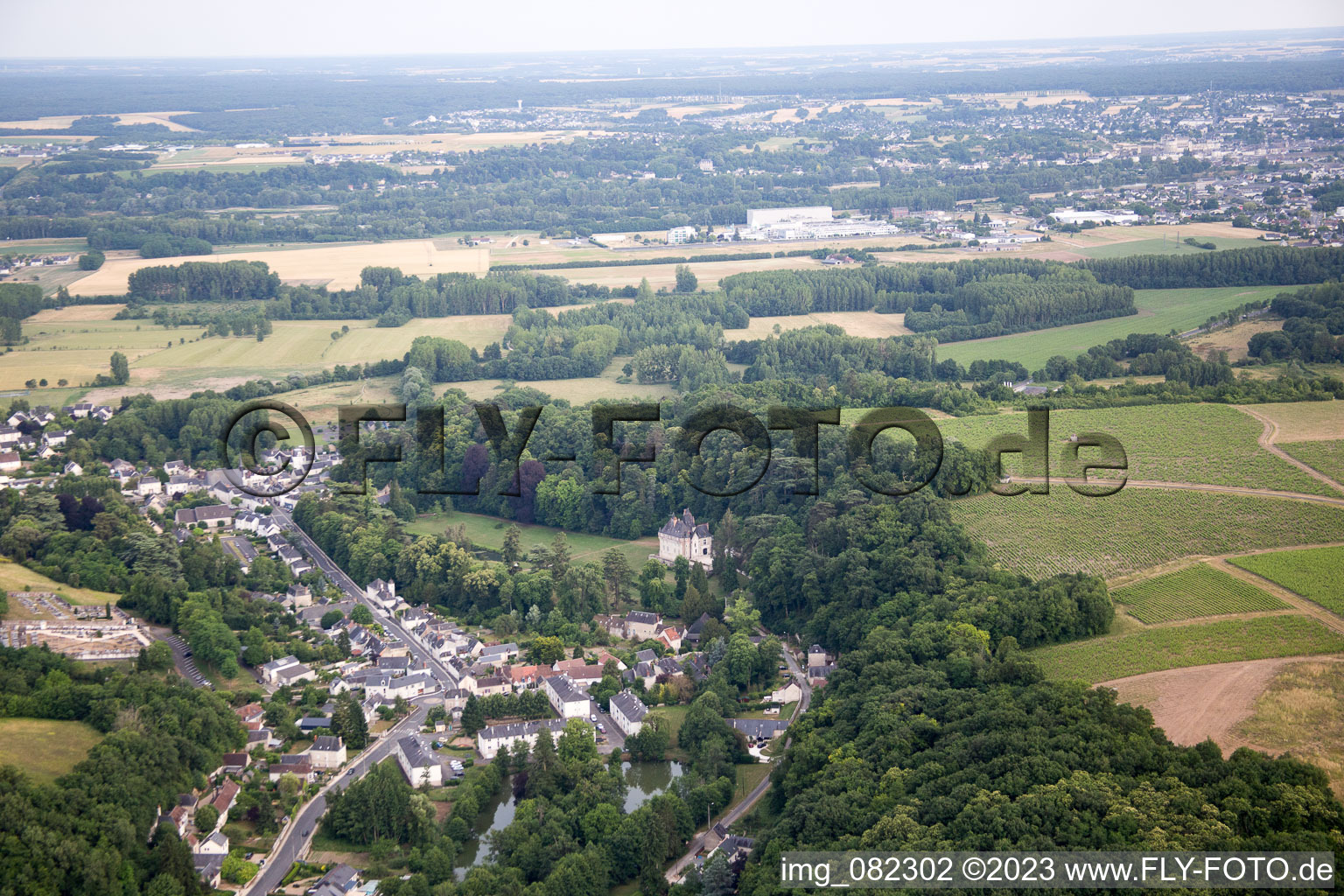 Luftbild von Pocé-sur-Cisse im Bundesland Indre-et-Loire, Frankreich